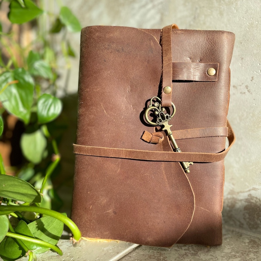 Vintage Leather Journal with Key.